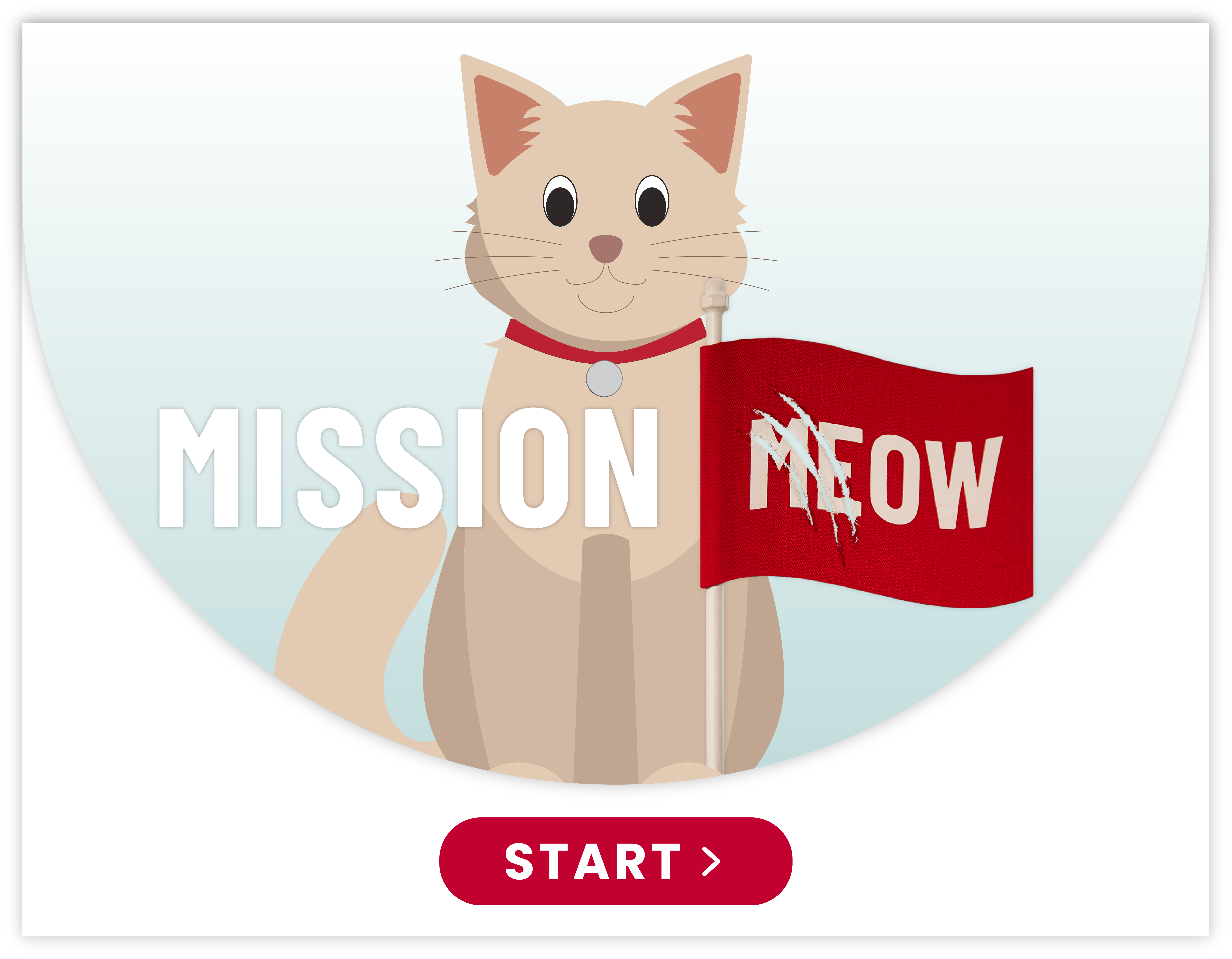 Mission Meow Game Icon with Cat with Red Flag 